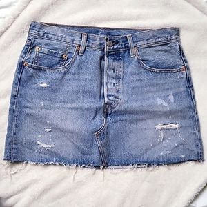Levi's High Waist Denim Distressed Skirt | Size 30 |  Denim